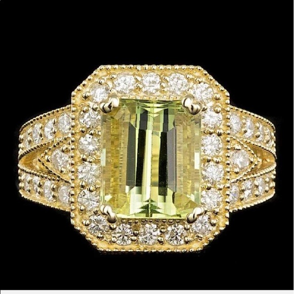 RADIANT ❤️‍🩹❤️❤️‍🩹14k Yellow Gold 4.00ct Beryl 1.30ct Diamond Ring - Picture 8 of 9